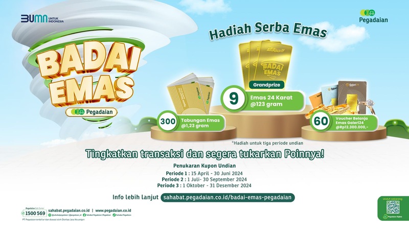 Badai Emas Pegadaian Periode I 2024 Resmi Diundi, Selamat kepada Para&nbsp;Pemenang!