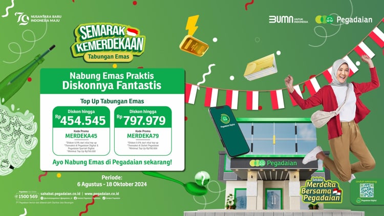 Pegadaian Geber Promo Tabungan Emas Sambut HUT RI, Ada Diskon&nbsp;Fantastis